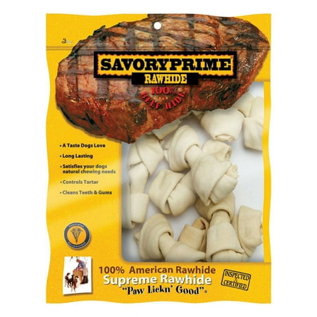 UPC: 0810359009957 | Savory Prime Knotted 4 In. to 5 In. Rawhide Bone (10-Pack)