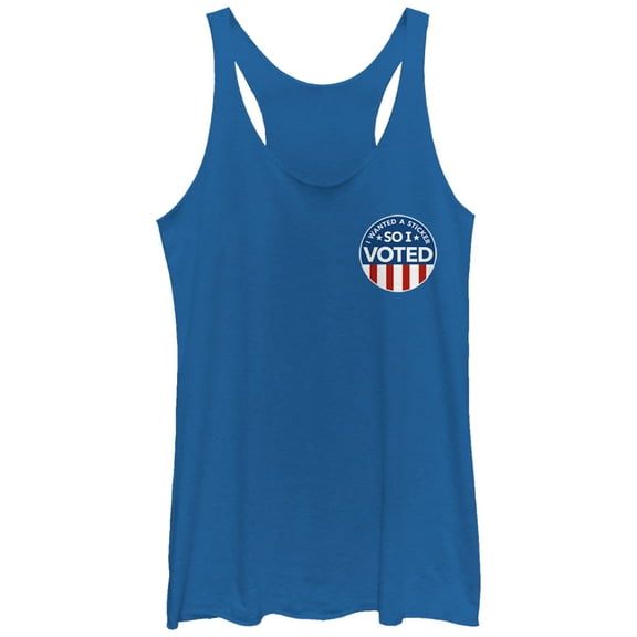 Women's Lost Gods Election I Wanted a Sticker so I Voted Racerback Tank Top Royal Blue Heather Medium