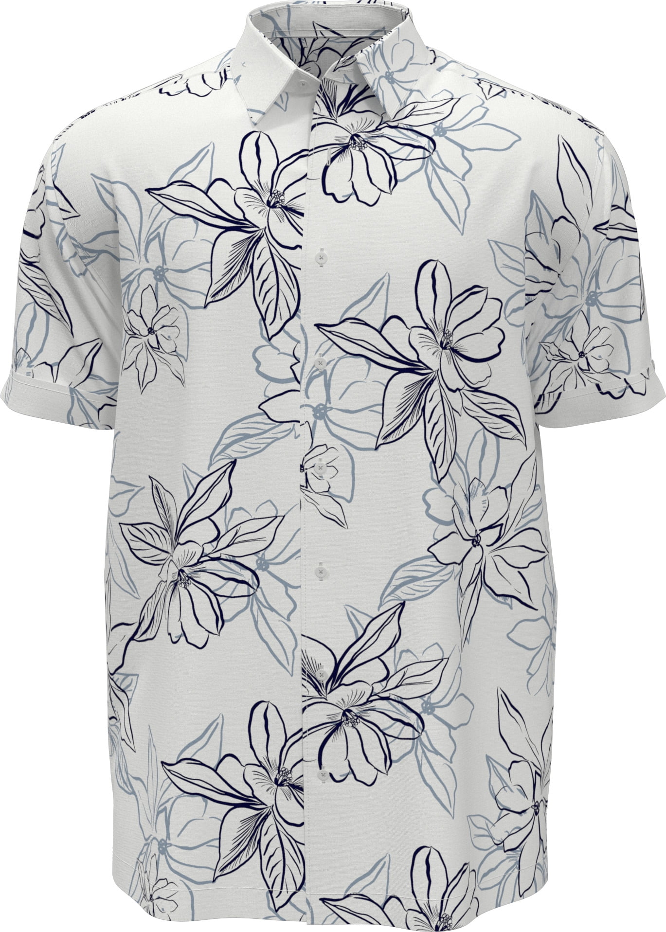 Cafe Luna Men’s and Big Men’s Seersucker Tropical Floral Print Short Sleeve Button-Down Shirt, S-5XL