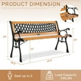 thumbnail image 6 of Ktaxon 49" Patio Furniture Grid Style Park Hardwood Bench Bronze, Wooden Bench, Outdoor Bench for Garden, Entrance, Lawn, Park, 6 of 9