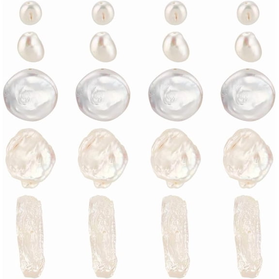 5 Style Natural Baroque Pearl Beads 20Pcs Keshi Pearl Beads Irregular Cultured Freshwater Pearl Loose Beads for Necklace Bracelet Earrings Craft DIY Hole: 0.6~0.9mm