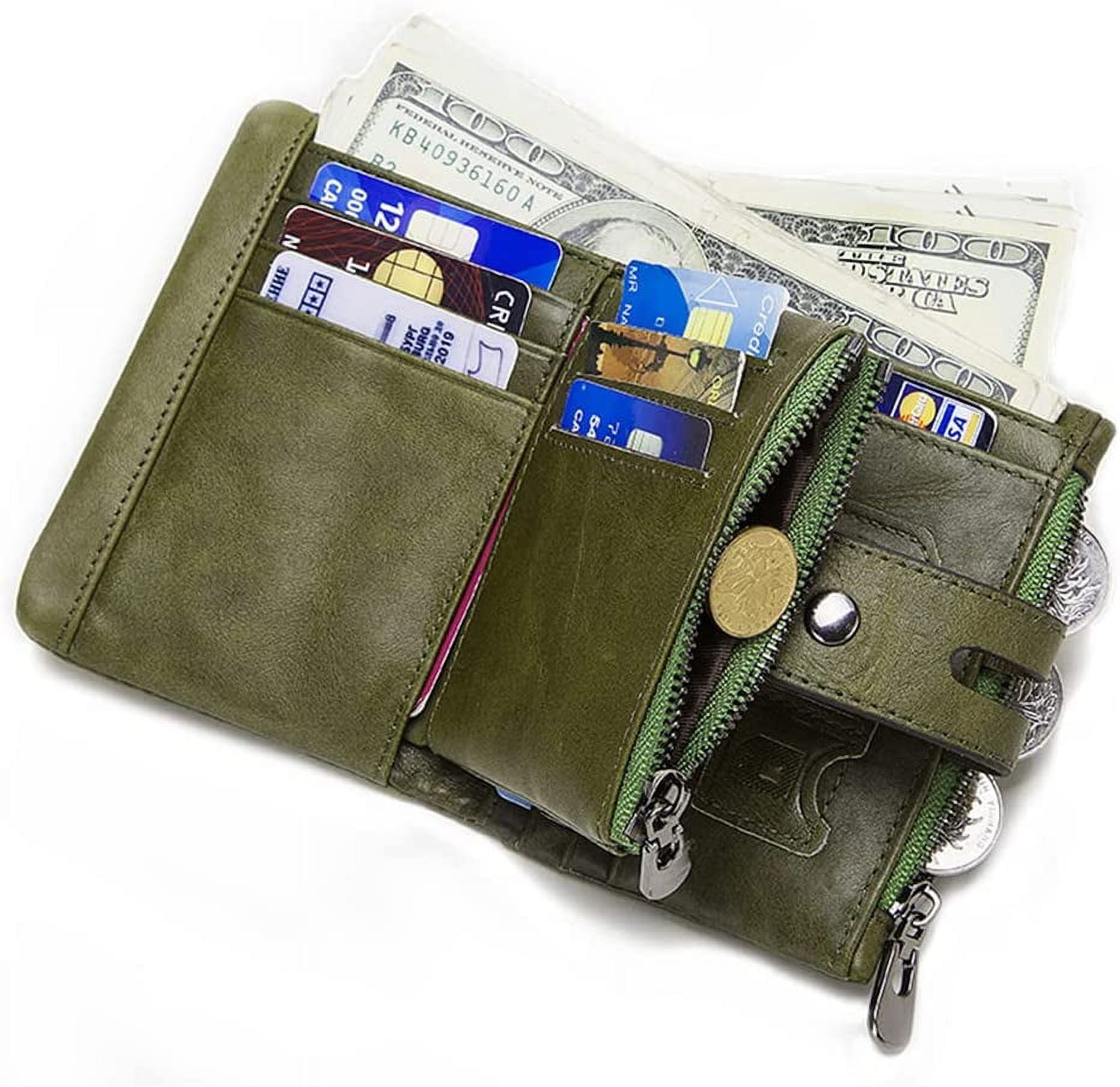 Defnes Chain Wallets for Men Genuine Leather Bifold Wallet RFID Blocking Mens Purse Credit Card with Coin Pocket, Men's, Size: One size, Brown