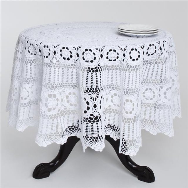 Saro Lifestyle 869.W54R Linge de Table en Dentelle de Coton Crocheté à la Main - Blanc