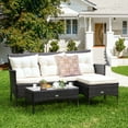 thumbnail image 1 of Costway 3PCS Patio Rattan Furniture Set 3-Seat Sofa Cushioned Table Garden, 1 of 10