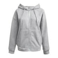 thumbnail image 4 of felwors Hoodies for Women Zip up Lightweight Sweatshirt Long Sleeve Fleece Hooded Jacket Coat Fall Casual Outfits Pockets Grey, XXL, 4 of 5