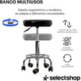 thumbnail image 2 of Banco Multifuncional Taburete Giratorio Aciento De Espuma Suave con Ruedas Redondo Banco De Trabajo Silla Giratoria con Reposapiés De Altura Ajustable para Oficina Salón SPA Tatuajes, 2 of 5