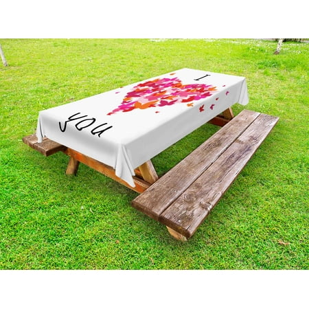 

Love Outdoor Tablecloth Stylish Heart Figure Filled with Butterflies Soul Mate Real True Deep My Dear Illustration Decorative Washable Fabric Picnic Table Cloth 58 X 84 Inches Multi by Ambesonne