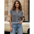 thumbnail image 3 of LMLYSoH Womens Knit Sweater Vest Sleeveless Round Neck Button Up Striped Tops for Casual Streetwear, 3 of 8