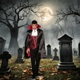 thumbnail image 4 of Morris Costumes Mens Vampire Vest & Cape Costume - Size One Size Fits Most - Black, 4 of 5