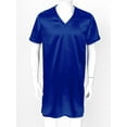 thumbnail image 4 of Kaerm Men's Silk Satin Nightshirt Nightgown Short Sleeve V-neck Casual Loungewear Top Shirt Sleepwear Royal Blue 4XL, 4 of 7