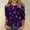 Purple #027, variant on Halloween Shirts for Women Spider Bat Print 3/4 Sleeve Cute T-Shirt Witch Hat Loose Fit Crew Neck Funny Horror Tees S