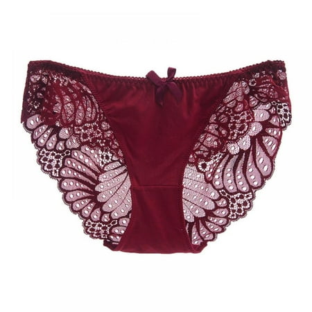 

Xmarks Ladies Fattening up Low Waist Ice Silk Panties Sexy Lace Panties M-3XL