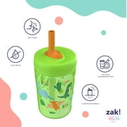 Zak Designs 12oz Dinosaur Straw Tumbler, Leak-Proof, Easy to Hold
