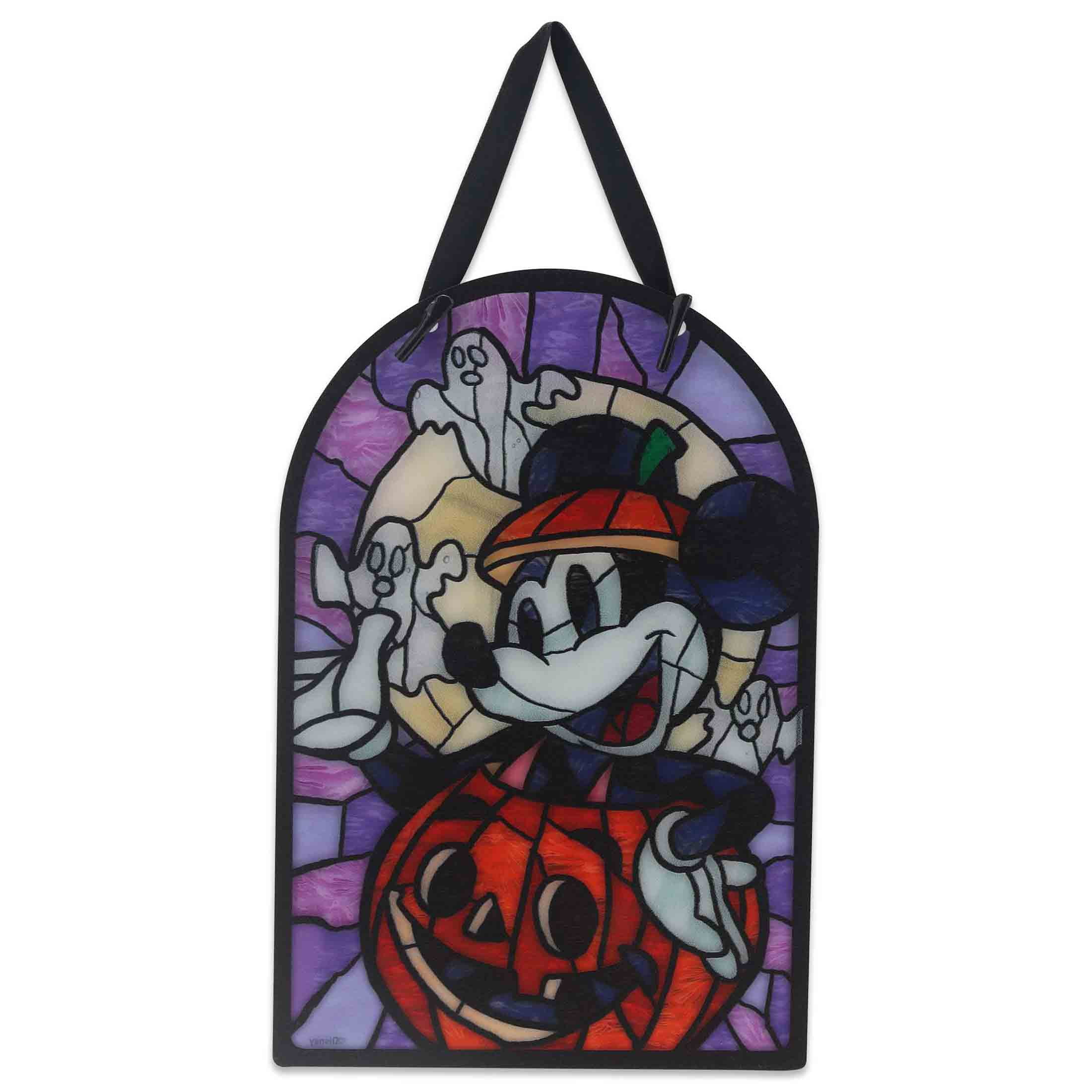 Disney Outdoor Decor Stained Glass-Style Mickey Halloween Wall Art