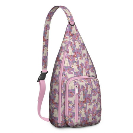 Whimsical Dog Print Crossbody Bag - Vintage Puppy Illustration Sling Pack (Breathable & Comfortable  Adjustable Strap)