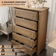 thumbnail image 4 of Solution de Rangement Spacieuse Commode à 5 Tiroirs – Coffre en Bois de 48 Pouces de Hauteur avec Poignées en Métal Exquises, Organisateur Moderne Rustique pour Chambre, Garde-Robe, Salon, Couloir, Brun Vintage, 4 of 6