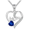 thumbnail image 2 of FENGGHAO Mothers Day Heart Pendant Necklace Silver Tone Birthstone Style Open Heart Design Hypoallergenic Alloy Jewelry Gift for Mom, 2 of 5