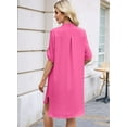 thumbnail image 2 of Womens Button Down Shirt Dress Oversized Casual Short Sleeve Collared V Neck Summer Mini Dresses Rose Red XL, 2 of 4
