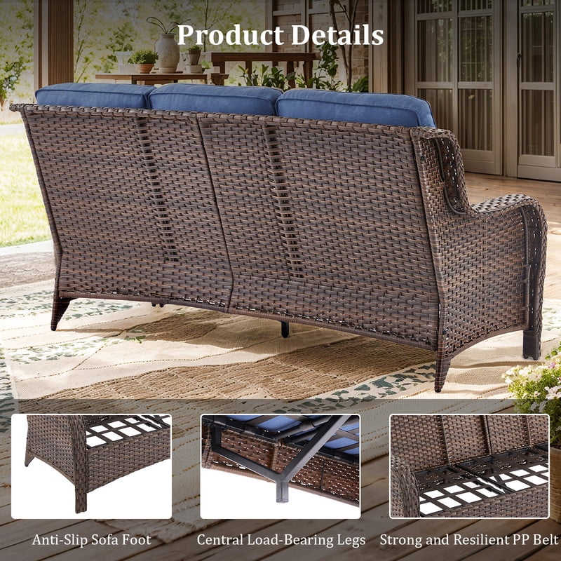 Gymojoy 4 Pieces Outdoor Patio Furniture Set with Fire Pit Table,Swivel Chairs with 6" Thick Cushion,Patio Conversation Sets for Porch Deck Garden Backyard