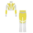 thumbnail image 2 of iixpin Girl's Acrobatics Dance Outfits Athletic Crop Top with Flared Pants Stage Performance Clothes Set Fluorescent Yellow 16, 2 of 4