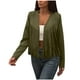 thumbnail image 3 of Tops de verano para mujer,Chaqueta de terciopelo con borlas de ciervo para mujer, top informal de manga larga, color liso, material de terciopelo, para uso doméstico o laboral, sopatenor, 3 of 9