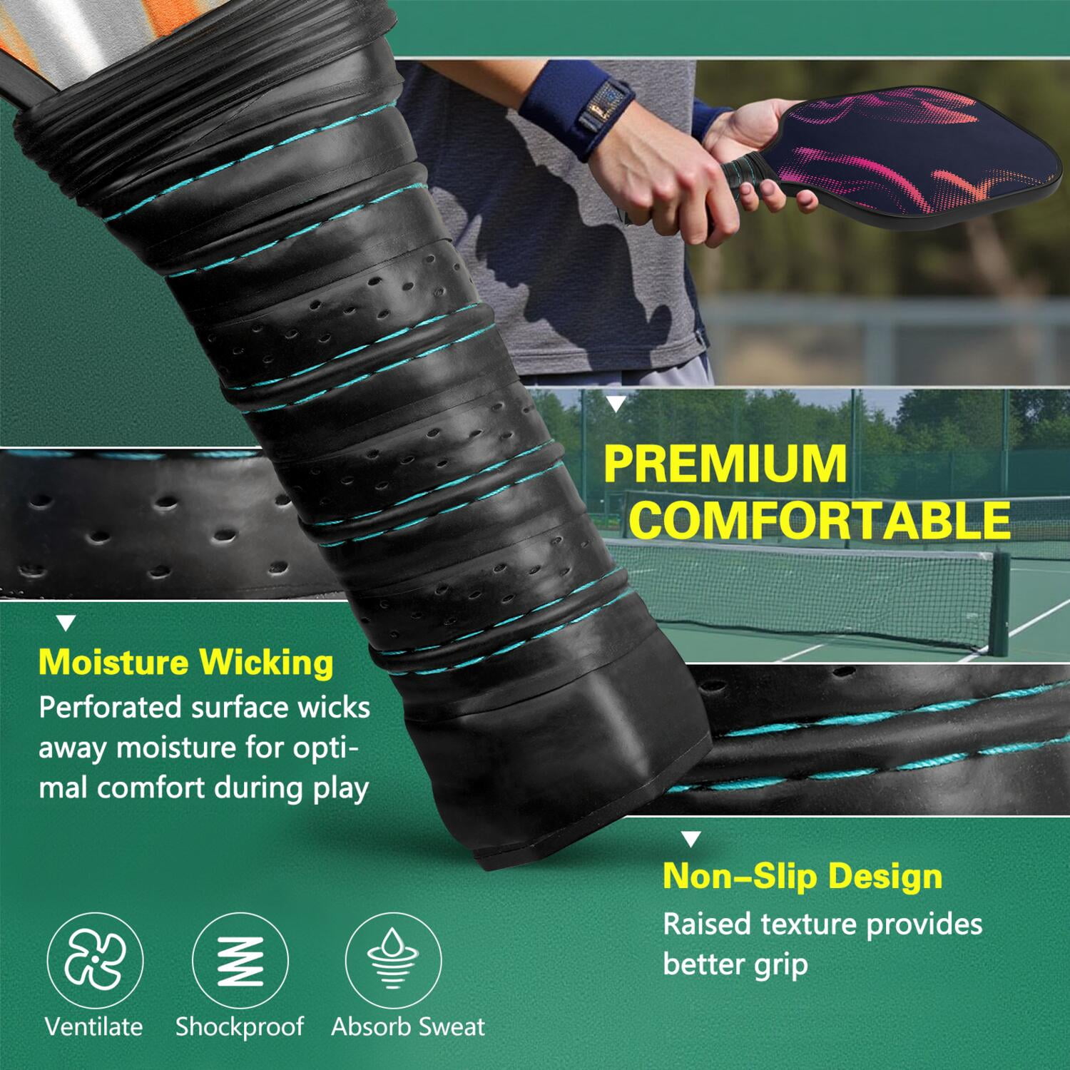 Pickleball Paddles Set Of 2, Fiberglass Surface, Fluid Smoke Aurora Art Style, 4 Balls & Bag