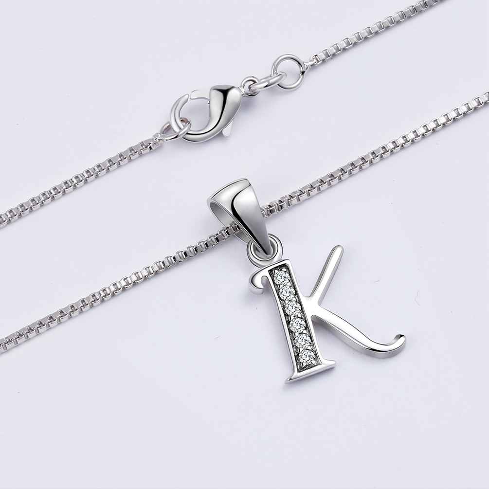 Juwaliy Initial K Sterling Silver Pendant Necklace photo 2