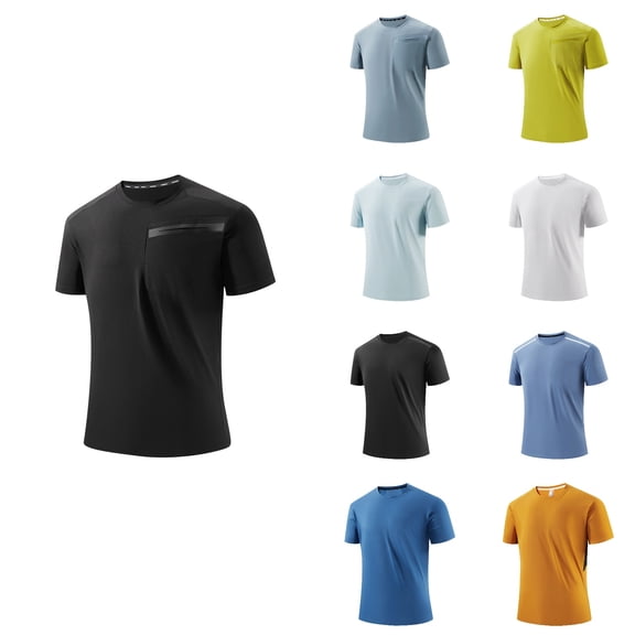 Abtuhar Men Solid Ice Silk Short Sleeve Summer Casual Loose Comfortable Workout Oversized T-Shirts