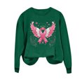 thumbnail image 4 of Nmnitkp Women Breast Cancer Awareness Sweatshirt Pink Ribbon Inspirational Tops Casual Long Sleeve Fall Winter Pullover Army Green,S, 4 of 5