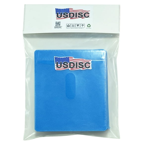 USDISC Plastic Sleeves, Double-sided 2 Disc, Blue, Pack Of 100