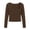 Brown, variant on Women's Ribbed Tops Slim Fitted Long Sleeve Y2K Asymmetrical Neck Cropped Tops Casual Trendy Fall Winter Basic Knitted Clothing Brown