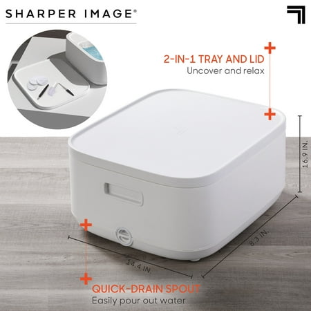 Sharper Image - Hydro Spa Plus Foot Bath Massager, Heated with Rollers and LCD Display - White