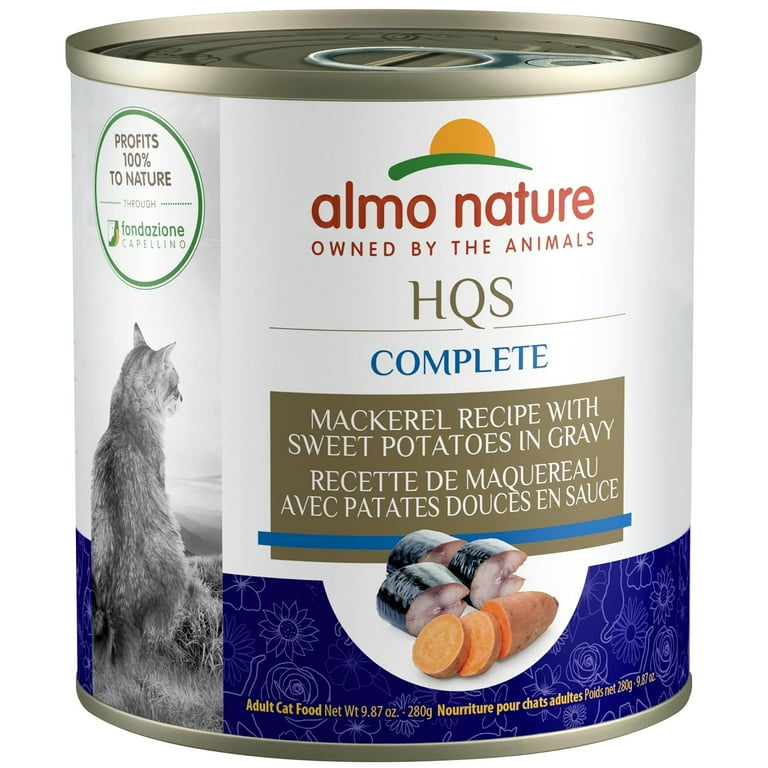 Almo Nature HQS Complete Cat Grain Free Mackerel with Sweet Potatoes In Gravy Canned Cat Food Almo Nature HQS Complete Cat Grain Free Mackerel with Sweet Potatoes In Gravy Canned Cat Food
