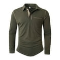 thumbnail image 3 of GuangCheng George Mens Long Sleeve Shirts Contrast Piping Trim Chest Pocket Button Placket Casual Stylish Breathable Fabric Blouses,Army Green,M, 3 of 8