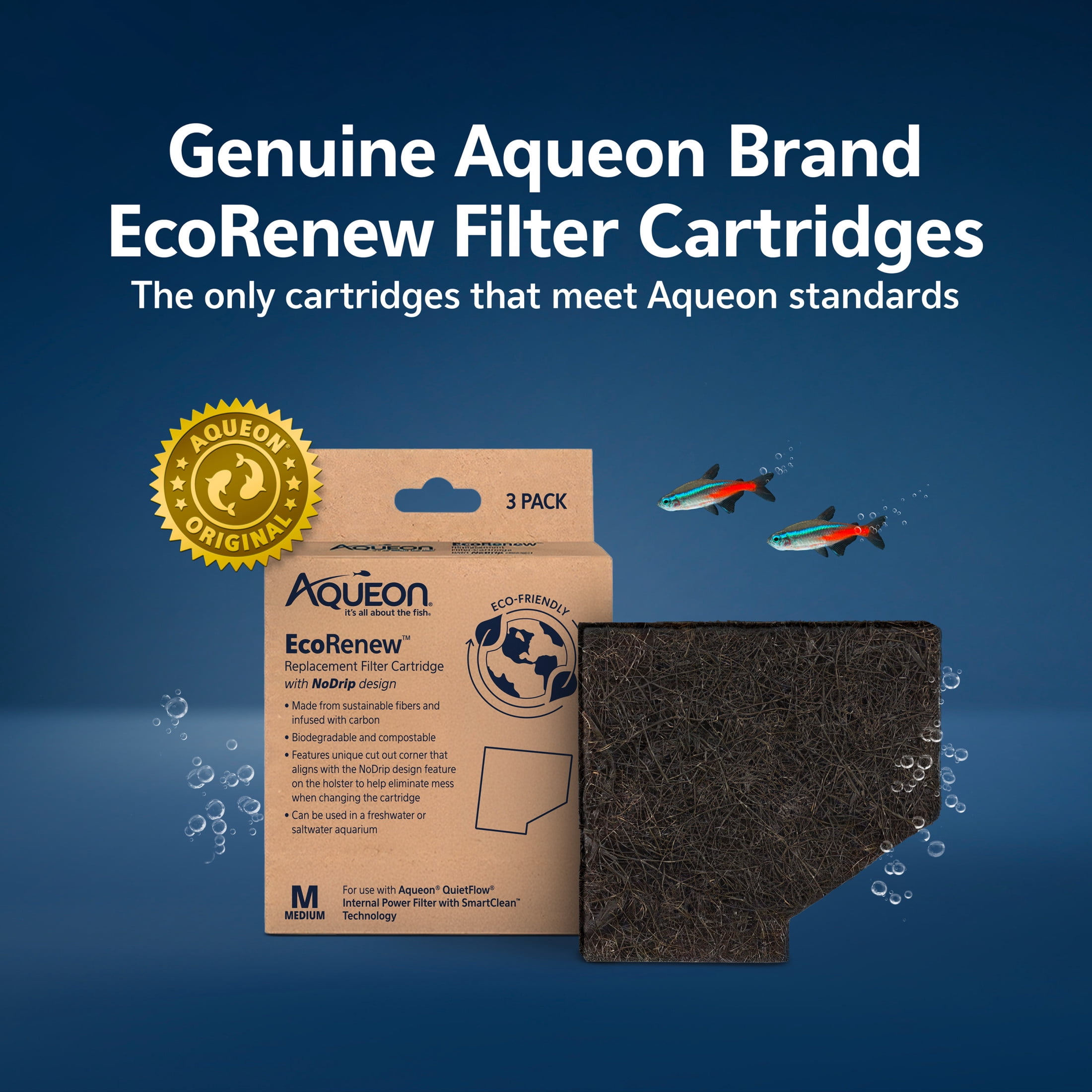 (2 pack) Aqueon EcoRenew Replacement Filter Cartridges Medium, 3-Pack