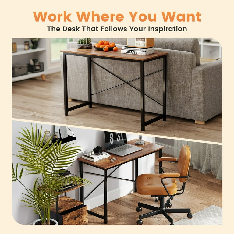 EDX 44 Inch Computer Desk for Small Spaces, Small Student Study