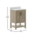 thumbnail image 5 of Emma + Oliver 24 Inch Bathroom Vanity, Single Sink Cabinet with 2 Soft Close Doors and Open Shelf, Carrara Marble Finish Countertop, Brown, 5 of 12