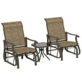 thumbnail image 1 of Outsunny 3PCs Glider Rocking Chairs with Table for Patio Garden Brown, 1 of 10