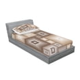 thumbnail image 2 of Ambesonne Vintage Fitted Sheet & Pillow Sham Set, Cubic Square Retro Form, Twin, Brown Cream, 2 of 2
