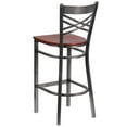 thumbnail image 5 of Flash Furniture 2 Pk. HERCULES Series Silver Antique Finish with Clear Coat ''X'' Back Metal Restaurant Barstool - Cherry Wood Seat, 5 of 8