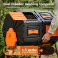 thumbnail image 3 of Efurden Dual 45 Gallon Chamber Compost Bin, Outdoor Rotating Compost Tumbler with Aeration System for Garden Kitchen and Yard Waste (Orange）, 3 of 10