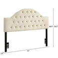 thumbnail image 3 of ZimtownTufted Velvet Upholstered Headboard Channel, Queen Size Bed Adjusted Height 46-56 inch, Cream, 3 of 15