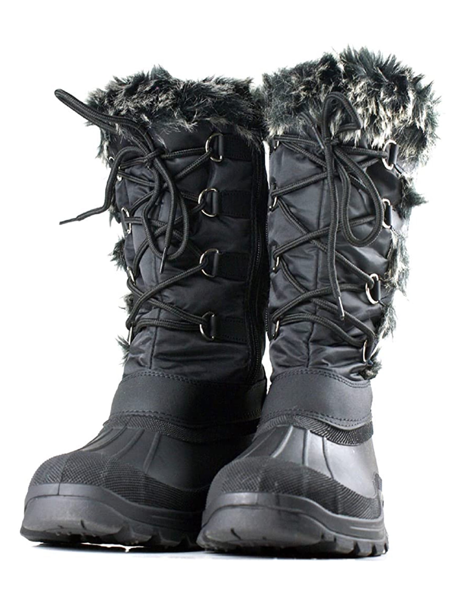 Women Winter Waterproof Snow Boots Warm Faux Fur Lining Shoes Lace Up ...