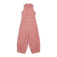 thumbnail image 4 of SONXAHE Gingham Plaid Sleeveless Jumpsuit For Women Stand Collar Wide Leg Casual Bottoms, 4 of 4