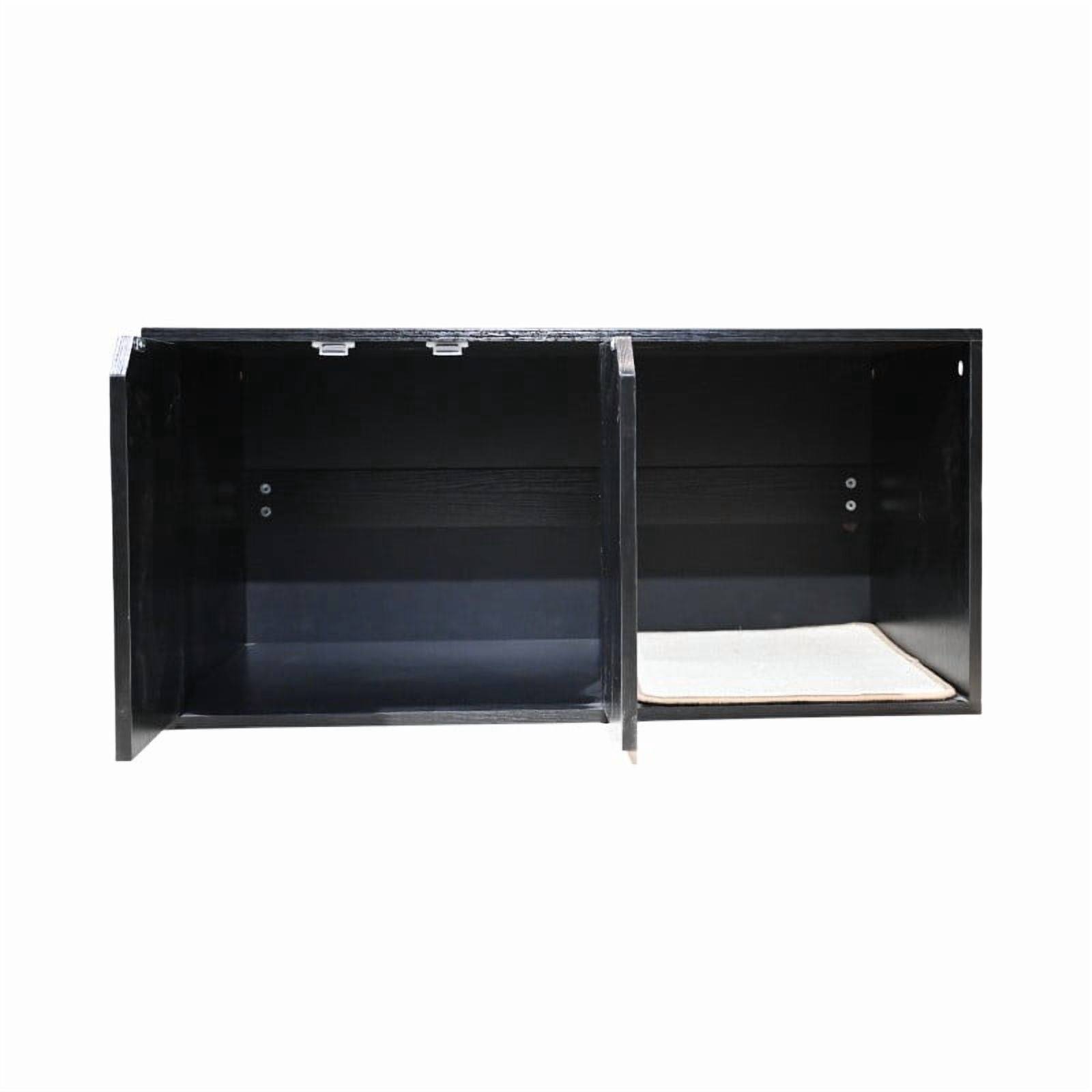 Cat Litter Box Enclosure, Modern Black Cat House Furniture with Corrugated Cardboard Scratch Pad, Sturdy Melamine Shelter, Decorative Indoor Pet Cabinet for Home Use