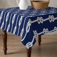 thumbnail image 4 of Navy Blue Knot Table Cloth Waterproof Tablecloths, Nautical Striped Monochrome Ocean Tablecloth Dining Table Cover for Kitchen Party Tabletop Outdoor, Square Tablecloth 60x60 Inch, 4 of 9