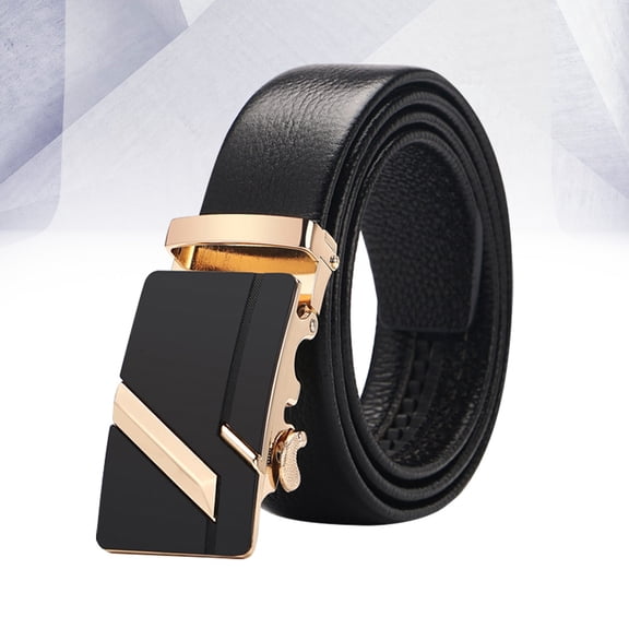 WHAMVOX Men Imitation Leather Belt Automatic Buckle Belt Casual Jeans Strap Business Fancy Belt (125CM)