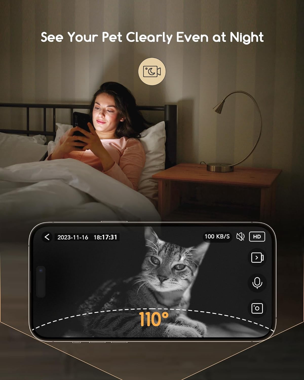 Faroro Automatic Cat Feeder with Camera, 3MP HD Video, 4L Capacity, 5G WiFi App Control, Night Vision, Two-Way Audio, Motion Alerts, Smart Pet Feeder