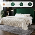 thumbnail image 4 of Amolife King Size Bed Frame, Velvet Platform Bed with Upholstered Wingback Headboard, No Box Spring Needed, Green, 4 of 11