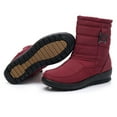 thumbnail image 4 of Wavsuf Winter Boots for Women Wide Short Ankle-High Waterproof Chunky Slip Resistant Red Shoes Size 38, 4 of 5